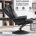 HOMCOM Swivel Recliner Chair with Footstool, PU Leather Recliner Armchair with Ottoman, Steel Base, Upholstered Reclining Chair for Living Room, Bedroom, Office, Black - 4