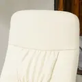 HOMCOM Swivel Recliner Chair with Footstool, PU Leather Armchair and Ottoman with High Back and Round Base for Living Room, Cream White - 8