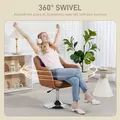 HOMCOM Swivel Microfibre Accent Chair for Living Room Contemporary Vanity Armchair with Adjustable Height Thick Cushion Lumbar Support Armrest for Bedroom Office Brown - 5