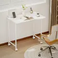 HOMCOM Small Folding Desk, with Wheels - White Wood-Effect - 7