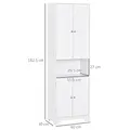 HOMCOM Tall Freestanding Bathroom Cabinet Retro Shutters w/ 3 Compartments Shelves Elevated Base Narrow Organiser White 60L x 30W x 182.5H cm - 3