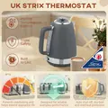 HOMCOM Stainless Steel Kettle and Toaster Set, 1.7L 3000W Rapid Boil Jug Kettle with UK Strix Thermostat, Limescale Filter, 4 Slice Toaster with 7 Browning Controls, Crumb Tray, Grey and Silver Tone - 5
