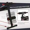 HOMCOM Sit Up Bench Core Workout Adjustable Thigh Support Foldable for Home Gym w/ Arm Pulling Rope Black - 5