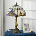HOMCOM Stained Glass Table Lamp, Handmade Antique Bedside Lamp, Decorative Night Light for Bedroom, Living room, Home, Nightstand - 6