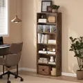 HOMCOM Six Shelf Bookcase - Rustic Brown - 7