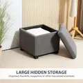HOMCOM Storage Ottoman Bench, Corduroy Footstool with Removable Lid and Legs, 40cm Storage Chest Box for Living Room, Bedroom, Hallway, Grey - 5