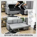 HOMCOM Three-Seater Storage Sofa Bed - Grey - 5