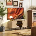 HOMCOM TV Stand Cabinet for TVs up to 55 Inches, TV Unit with Storage Shelves and Cupboard for Living Room, Oak Tone - 2