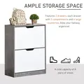 HOMCOM Two Drawer Shoe Cabinet Home Storage Organiser w/ Groove Handles Adjustable Shelves Modern Boxy Rack Hallway Bedroom Furniture - 4