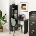 HOMCOM Three-Part Work Desk, with Storage and Chalkboard - Black - 9