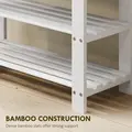 HOMCOM Two Shelf Bamboo Shoe Storage Bench - White - 7