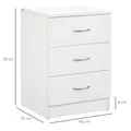 HOMCOM Three-Drawer Simple Bedside Table - White - 3