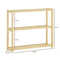 HOMCOM Three-Tier Bamboo Bathroom Rack - Natural Finish - 3