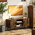 HOMCOM TV Stand Cabinet for TVs up to 55 Inches, TV Unit with Storage Shelves and Cupboard for Living Room, Rustic Brown - 2
