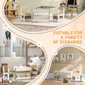 HOMCOM Three-Piece Kids Table and Chair Set with Blackboard, Storage, Bookshelves - Natural Wood - 7