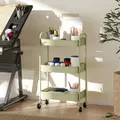 HOMCOM Three-Tier Steel Storage Trolley - Green - 7