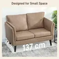 HOMCOM Two-Seater Leathaire Sofa - Light Brown - 7