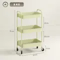 HOMCOM Three-Tier Steel Storage Trolley - Green - 3