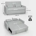 HOMCOM Three-Way Two-Seater Sofa Bed - Light Grey - 3