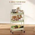 HOMCOM Three-Tier Steel Storage Trolley - Green - 4