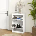 HOMCOM Two-Drawer Minimalistic 10-Shoe Cabinet - White - 9