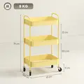 HOMCOM Three-Tier Steel Storage Trolley - Yellow - 3