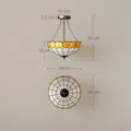 HOMCOM Tiffany Style Ceiling Light, Vintage Chandelier with 3 E27 Sockets, Semi Flush Mount for Living Room, Bulbs Not Included - 3