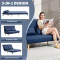 HOMCOM Two-Seater Linen-Look Sofa Bed - Dark Blue - 4