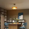 HOMCOM Tiffany Style Ceiling Light, Vintage Chandelier with 3 E27 Sockets, Semi Flush Mount for Living Room, Bulbs Not Included - 8