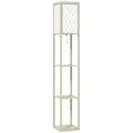 HOMCOM Three-Shelf Standing Lamp - Oak/White - 1
