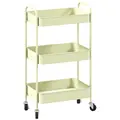 HOMCOM Three-Tier Steel Storage Trolley - Green - 1