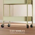 HOMCOM Three-Tier Steel Storage Trolley - Green - 5