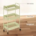 HOMCOM Three-Tier Steel Storage Trolley - Green - 6