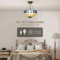 HOMCOM Tiffany Style Ceiling Light, Vintage Chandelier with 3 E27 Sockets, Semi Flush Mount for Living Room, Bulbs Not Included - 5