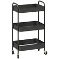HOMCOM Three-Tier Steel Storage Trolley - Black - 1