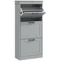 HOMCOM Three-Drawer Minimalistic Shoe Cabinet - Grey - 1
