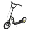 HOMCOM Teen Kids Stunt Scooter w/ Adjustable Handlebar, 12 Inch Rubber Tyres, Dual Brakes, Black - 1