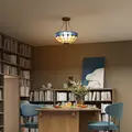 HOMCOM Tiffany Style Ceiling Light, Vintage Chandelier with 3 E27 Sockets, Semi Flush Mount for Living Room, Bulbs Not Included - 8