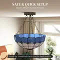 HOMCOM Tiffany Style Ceiling Light, Vintage Chandelier with 3 E27 Sockets, Semi Flush Mount for Living Room, Bulbs Not Included - 6
