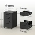 HOMCOM Three Drawer Wood-Effect Filing Cabinet - Black - 3