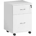 HOMCOM Two Drawer Lockable Filing Cabinet - White Wood Grain - 1