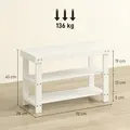 HOMCOM Two Shelf Bamboo Shoe Storage Bench - White - 3