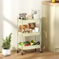 HOMCOM Three-Tier Steel Storage Trolley - Green - 2