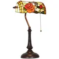 HOMCOM Tiffany-Style Rose and Butterfly Table Lamp - Multi - 1