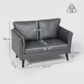 HOMCOM Two-Seater Leathaire Sofa - Grey - 3