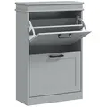 HOMCOM Two-Drawer Minimalistic 10-Shoe Cabinet - Grey - 1