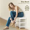 HOMCOM Two Shelf Bamboo Shoe Storage Bench - White - 5