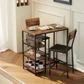 HOMCOM Three-Piece Compact Bar Table Set - Brown/Black - 2