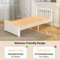 HOMCOM Wooden Single Bed Frame, with Drawers - White - 7