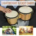 HOMCOM Wooden Bongo Drum Set Φ7.75" & Φ7" w/ Drum Head, Percussion Instrument, Drums, Tuning Wrench For Adults Beginners - 6